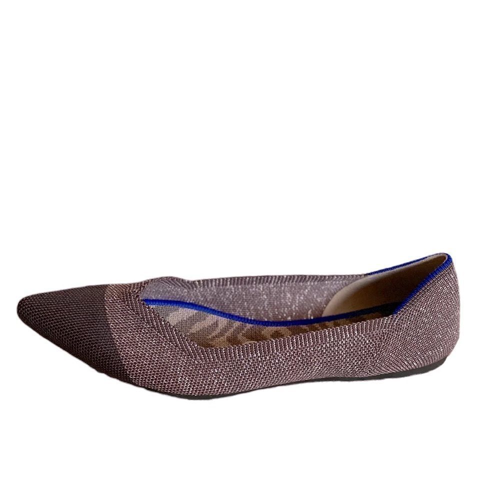Rothy’s The Point Flats Women’s 8 Metallic Brown Blue Trim Washable